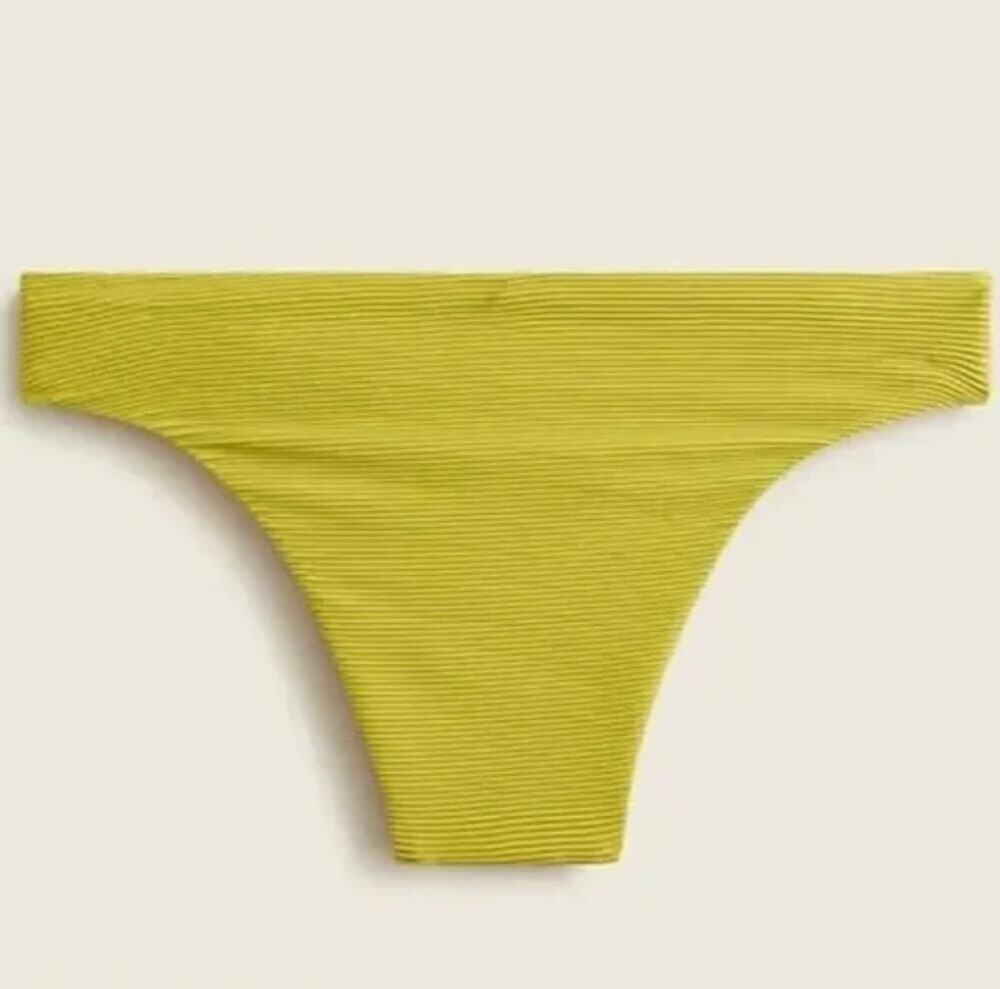 J. Crew Green Ribbed High Rise Cheeky Bikini Bottom Size XS